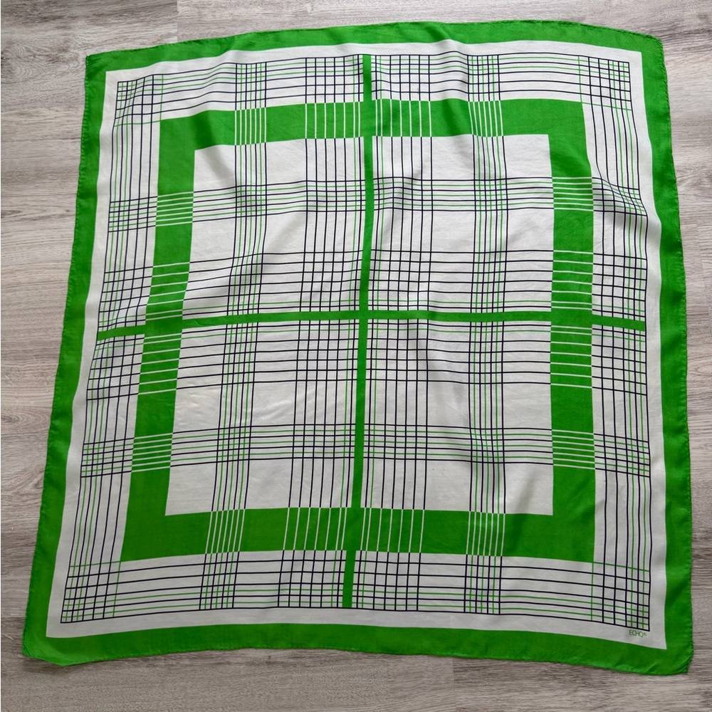 Echo Green and White Plaid Scarf
